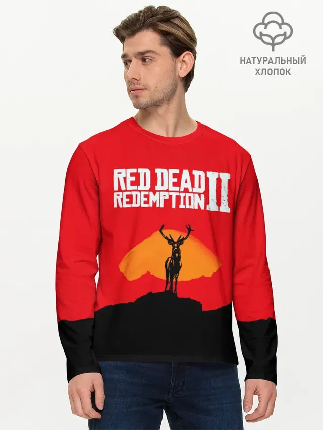 Мужской лонгслив базовый с принтом «Red Dead Redemption — RDR2»