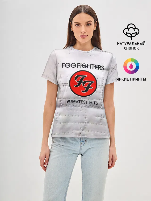 Женская базовая футболка с принтом «Foo Fighters — Greatest Hits - Foo Fighters»