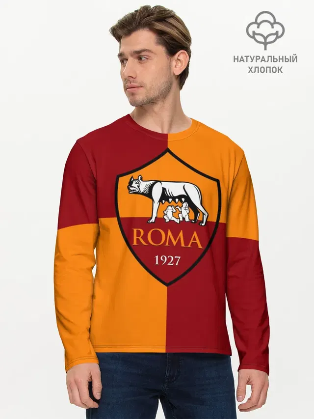 Мужской лонгслив базовый с принтом «Roma»