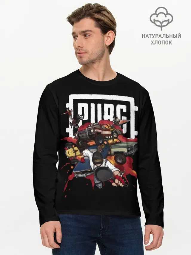 Мужской лонгслив базовый с принтом «ПАБГ — PUBG fan art»