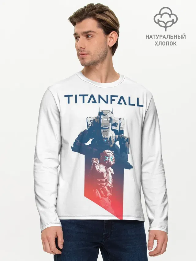 Мужской лонгслив базовый с принтом «Titanfall»