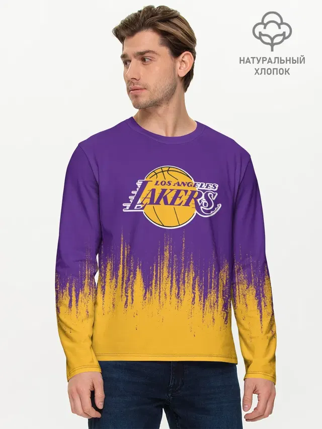 Мужской лонгслив базовый с принтом «Лейкерс — LA LAKERS»