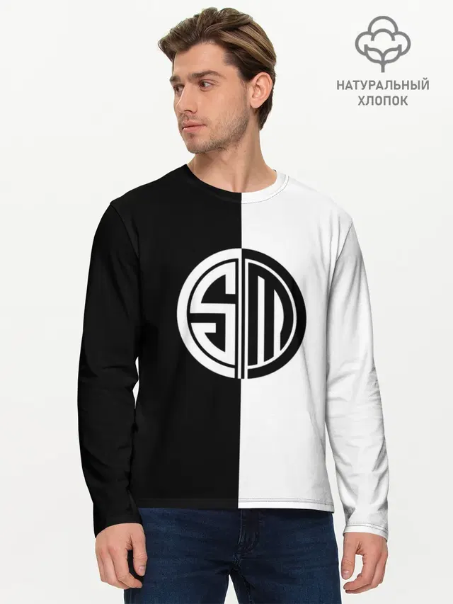 Мужской лонгслив базовый с принтом «Team SoloMid»