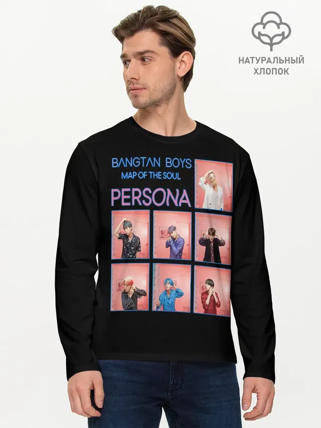 Мужской лонгслив базовый с принтом «BTS — BTS Lifestyle»