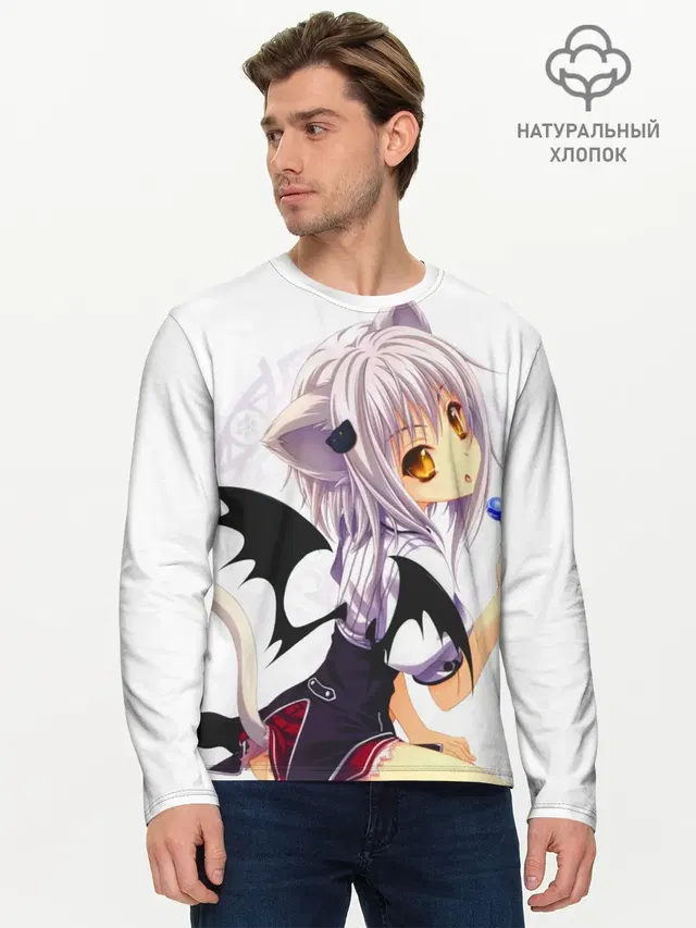 Мужской лонгслив базовый с принтом «Демоны старшей школы — High School DxD, Конэко»