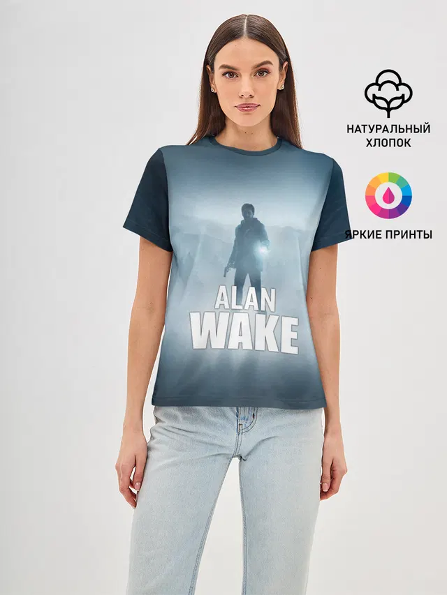 Женская базовая футболка с принтом «Alan Wake — Alan Wake Video Game Art»