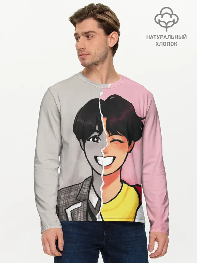 Мужской лонгслив базовый с принтом «BTS — K-Pop»
