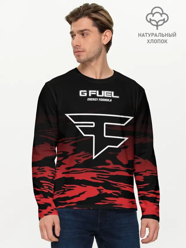 Мужской лонгслив базовый с принтом «Counter-Strike — Faze clan - Jersey pro 2019»