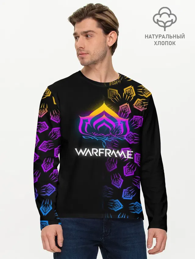 Мужской лонгслив базовый с принтом «Warframe»