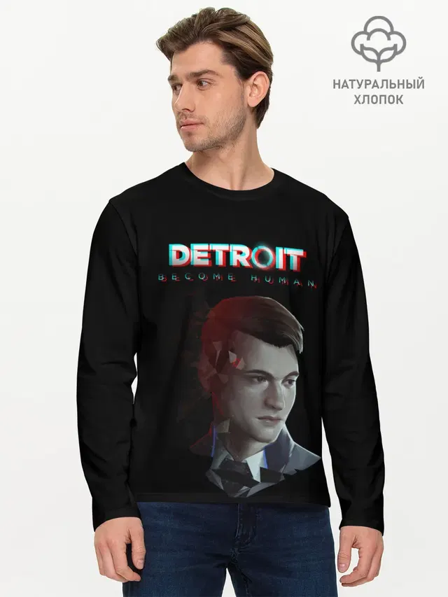 Мужской лонгслив базовый с принтом «Detroit Become Human»