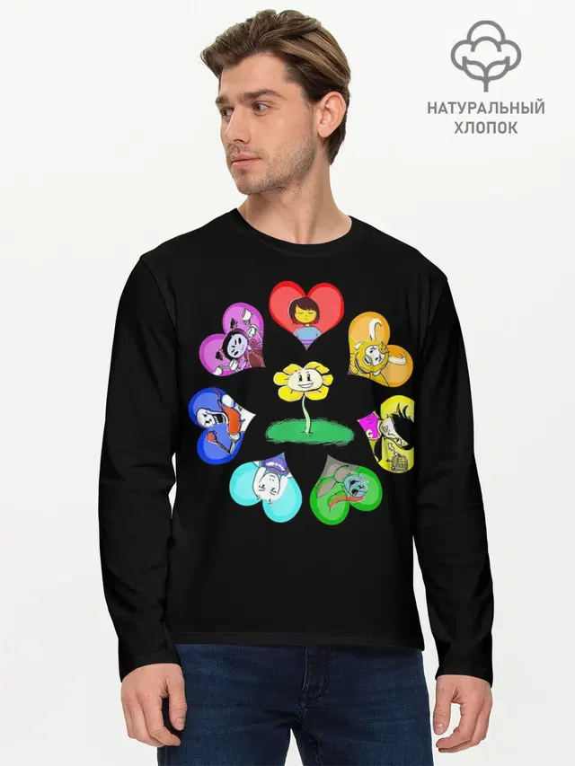 Мужской лонгслив базовый с принтом «Flowey»