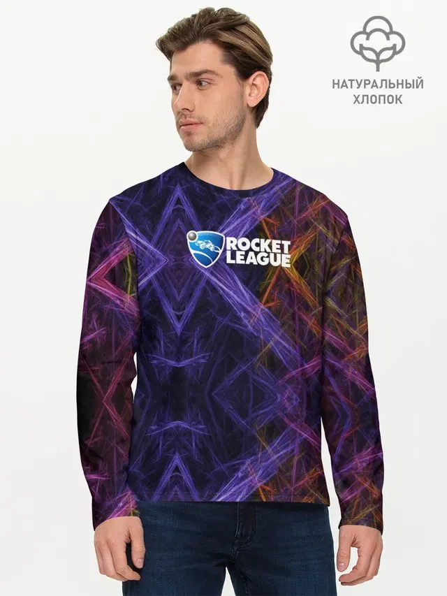 Мужской лонгслив базовый с принтом «Rocket League»