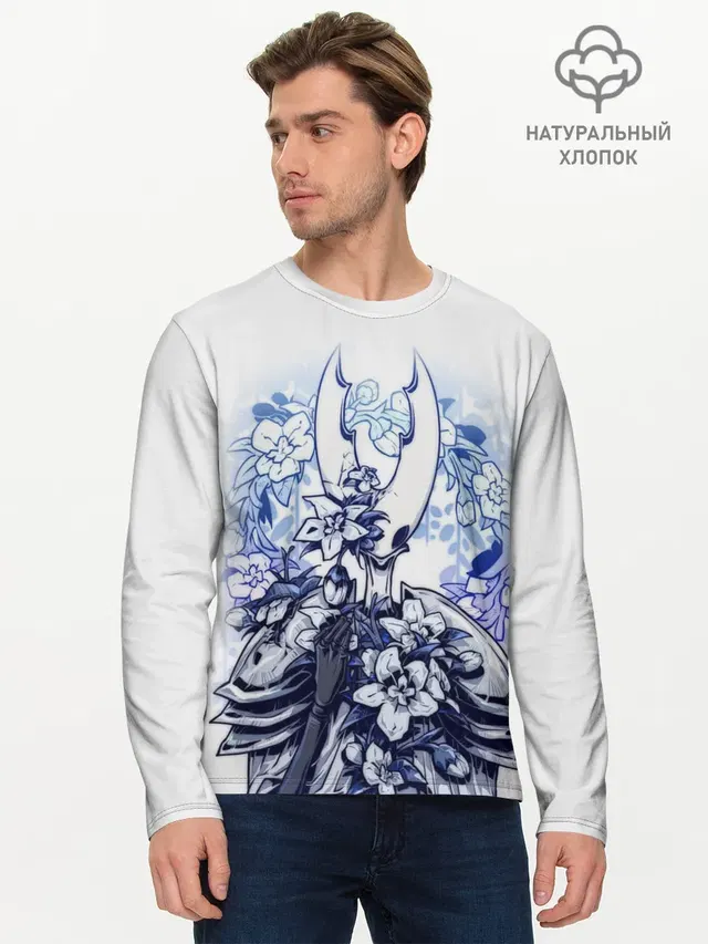 Мужской лонгслив базовый с принтом «Hollow Knight game»