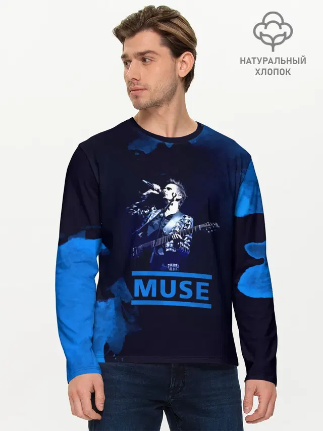 Мужской лонгслив базовый с принтом «Muse»