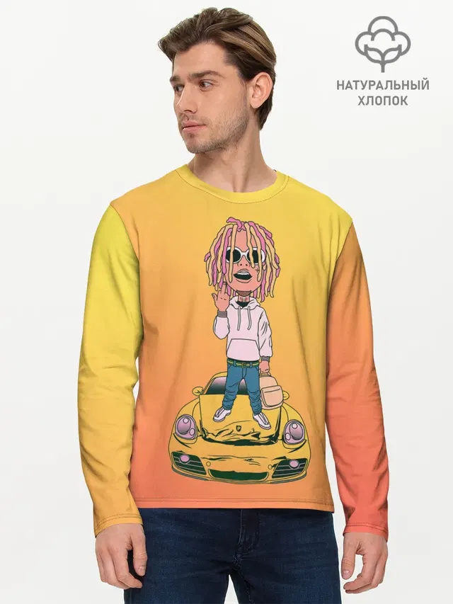 Мужской лонгслив базовый с принтом «Lil Pump — Lil Pump - Flex Like Ouu»