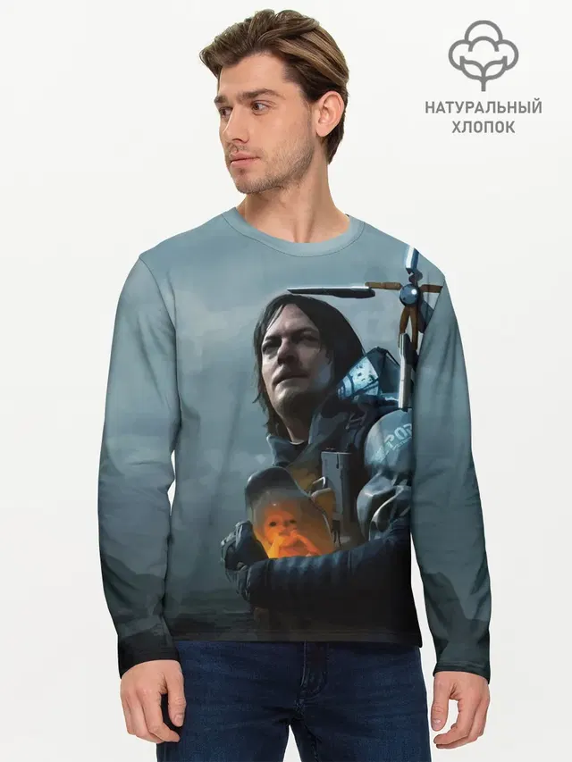 Мужской лонгслив базовый с принтом «Death Stranding — Сэм - DEATH STRANDING»