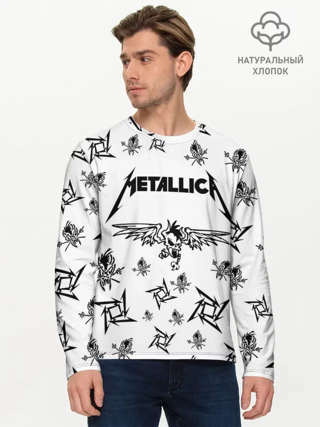 Мужской лонгслив базовый с принтом «Metallica»