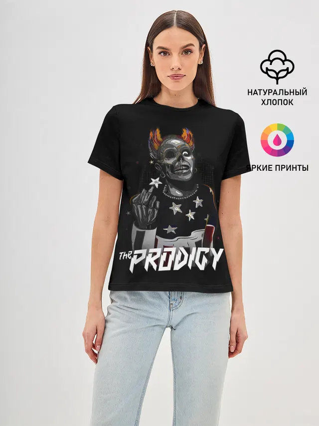 Женская базовая футболка с принтом «Prodigy — THE PRODIGY FLINT»