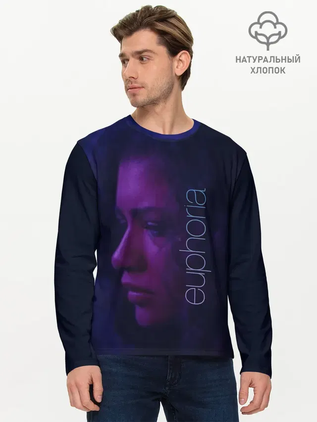 Мужской лонгслив базовый с принтом «Эйфория — сериал Euphoria»