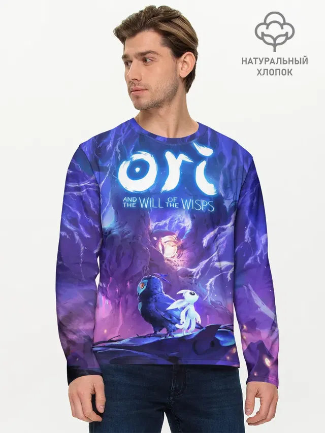 Мужской лонгслив базовый с принтом «Ori and the will of the wisps — Ori - And The Will Of The Wisp»