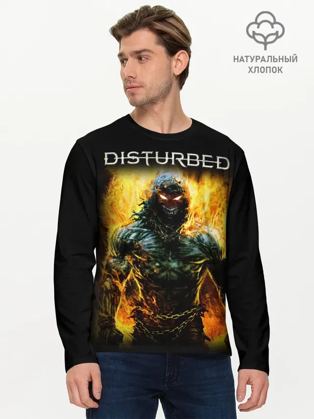 Мужской лонгслив базовый с принтом «Disturbed»