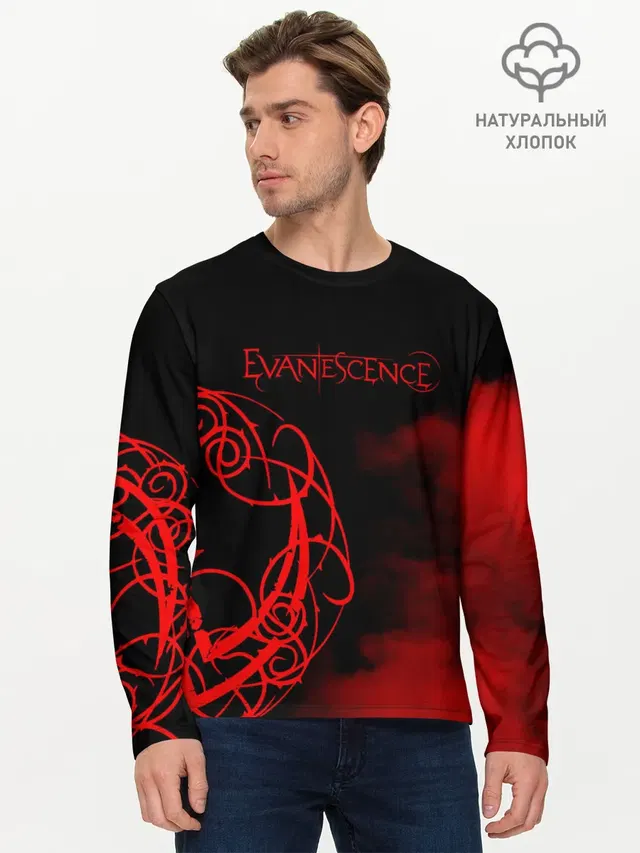 Мужской лонгслив базовый с принтом «Evanescence»