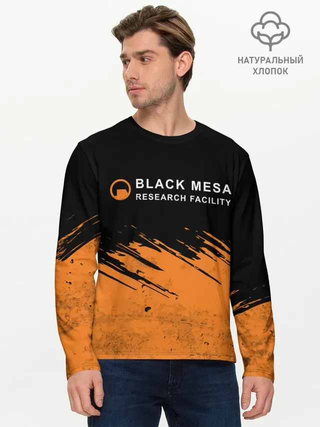 Мужской лонгслив базовый с принтом «Half-Life — BLACK MESA»