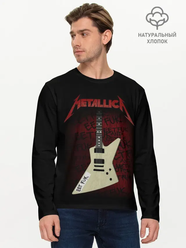 Мужской лонгслив базовый с принтом «Metallica»