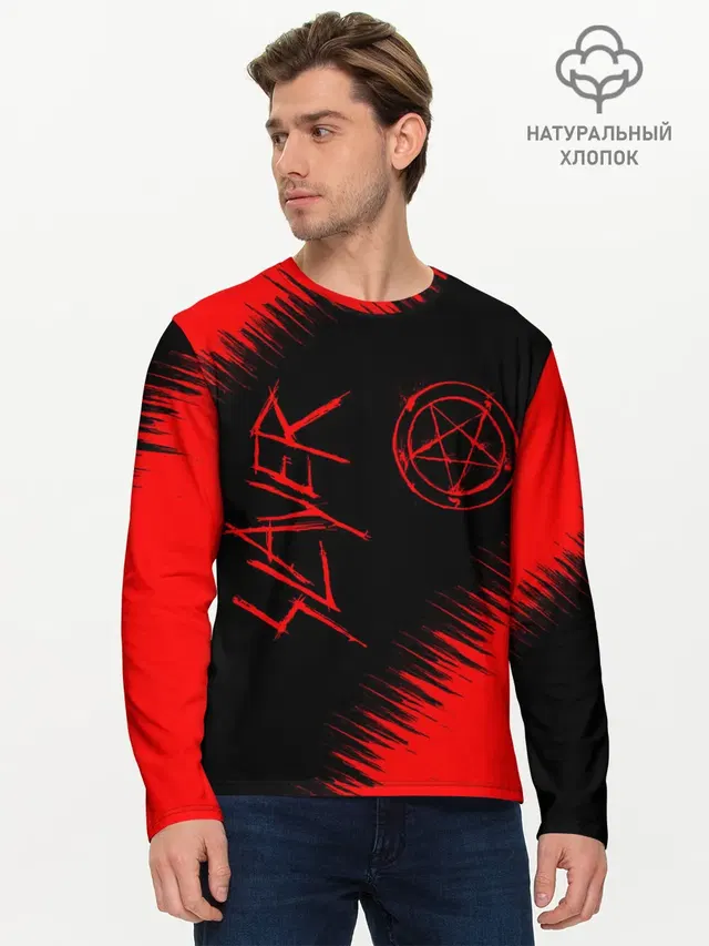 Мужской лонгслив базовый с принтом «Slayer»