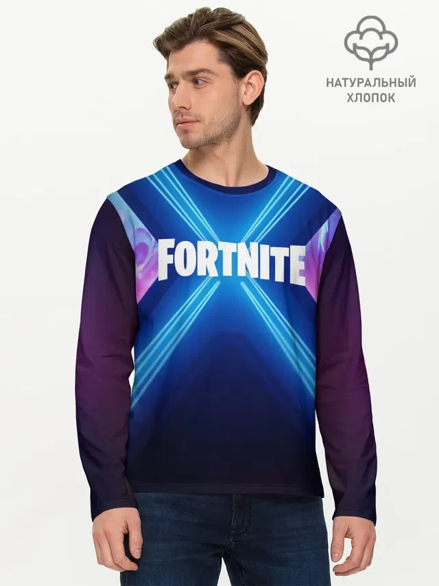 Мужской лонгслив базовый с принтом «Фортнайт — FORTNITE X»