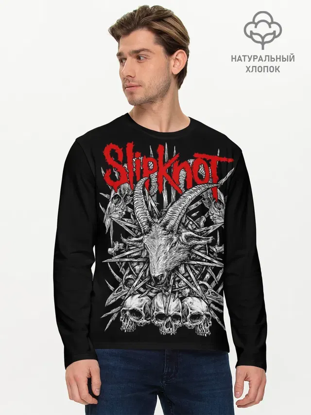 Мужской лонгслив базовый с принтом «Slipknot»