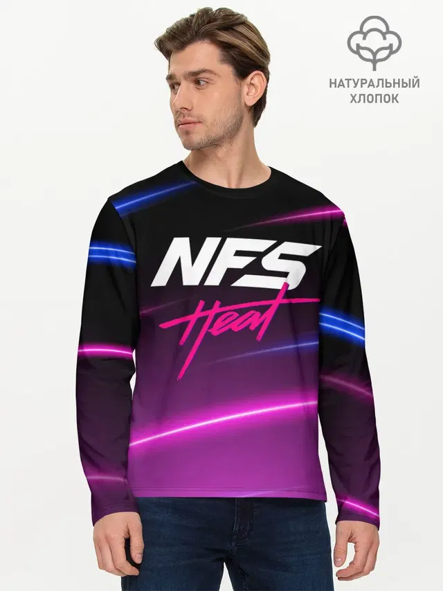 Мужской лонгслив базовый с принтом «NFS — NFS: Heat»