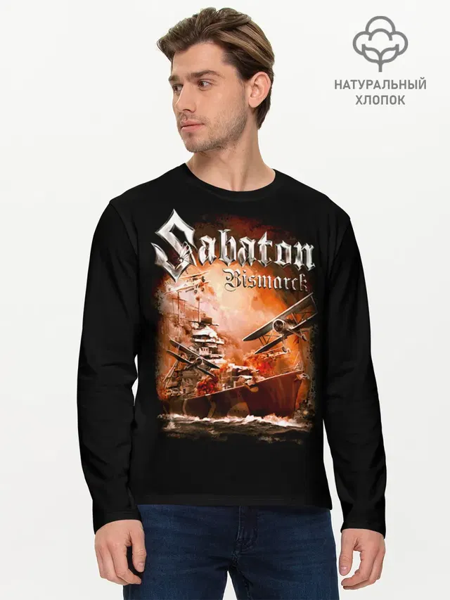 Мужской лонгслив базовый с принтом «Sabaton»