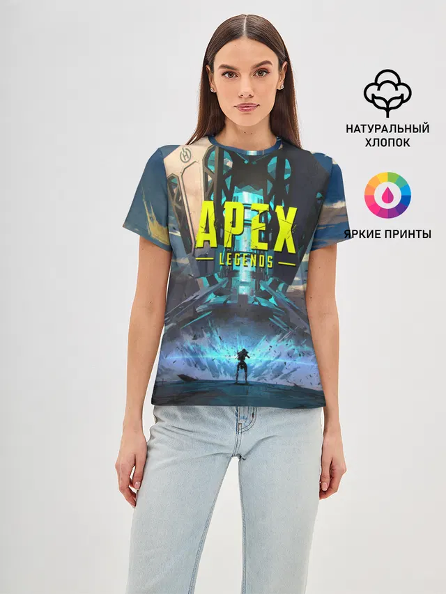 Женская базовая футболка с принтом «APEX Legends boom»