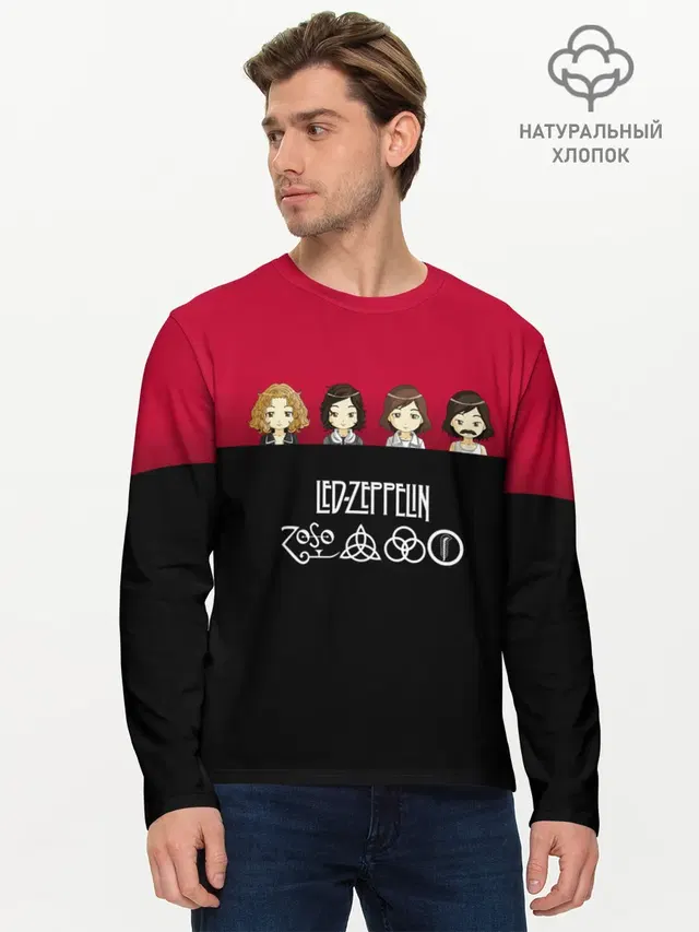 Мужской лонгслив базовый с принтом «Led Zeppelin»