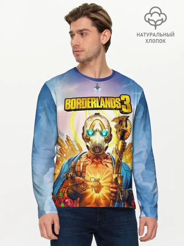 Мужской лонгслив базовый с принтом «Разные игры — BORDERLANDS 3»