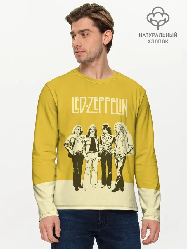 Мужской лонгслив базовый с принтом «Led Zeppelin»