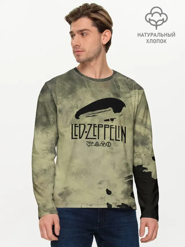 Мужской лонгслив базовый с принтом «Led Zeppelin»