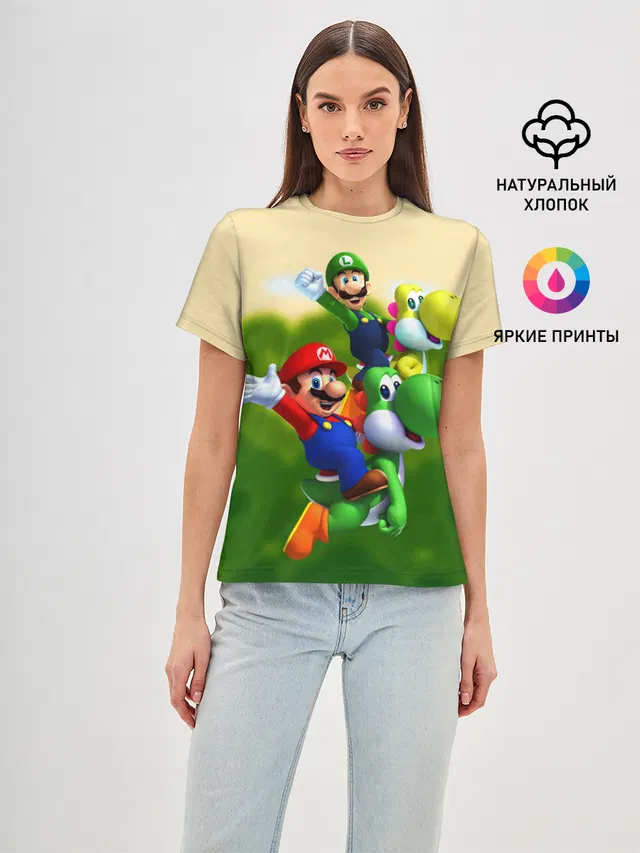 Женская базовая футболка с принтом «Mario — 3DMario»