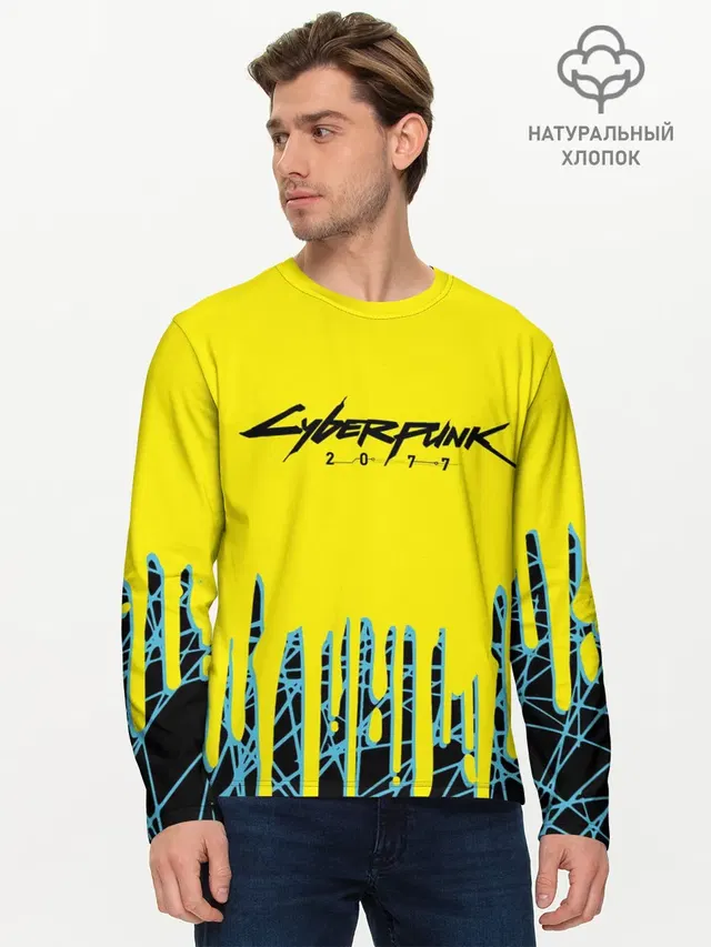 Мужской лонгслив базовый с принтом «Cyberpunk 2077»