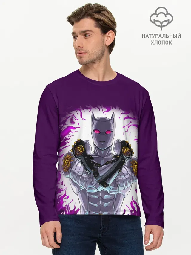 Мужской лонгслив базовый с принтом «ДжоДжо — JJBA Killer Queen»