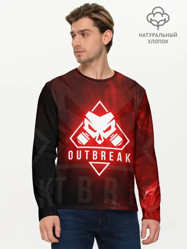Мужской лонгслив базовый с принтом «Outbreak — RAINBOW SIX SIEGE OUTBREAK»