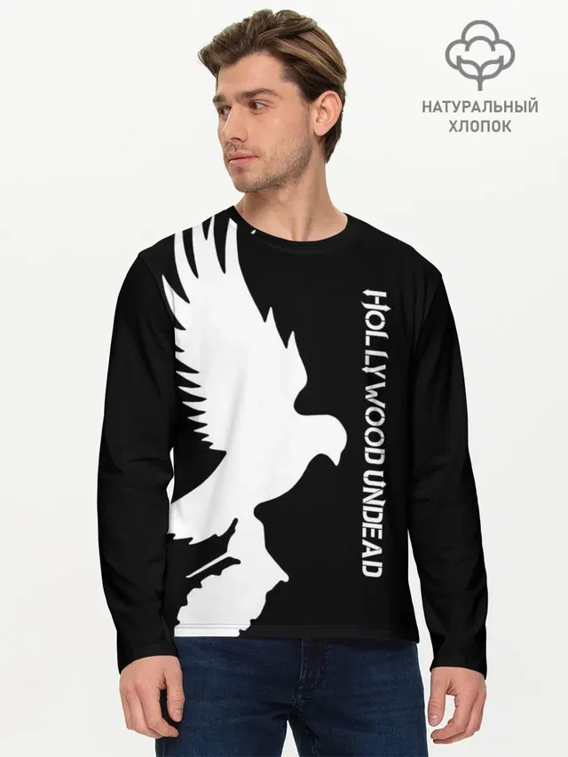 Мужской лонгслив базовый с принтом «Dove»