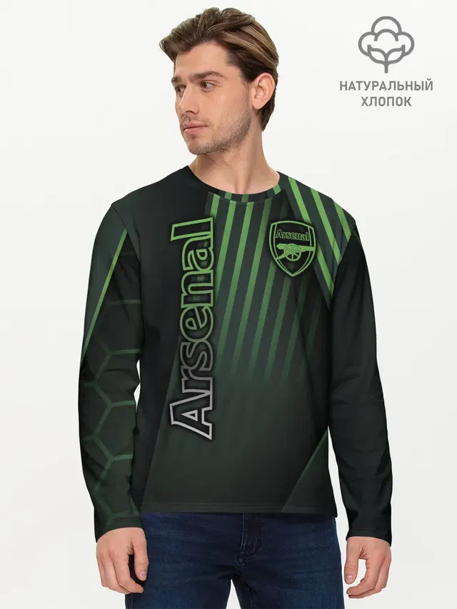 Мужской лонгслив базовый с принтом «Geometric patterns — Arsenal F.C.»
