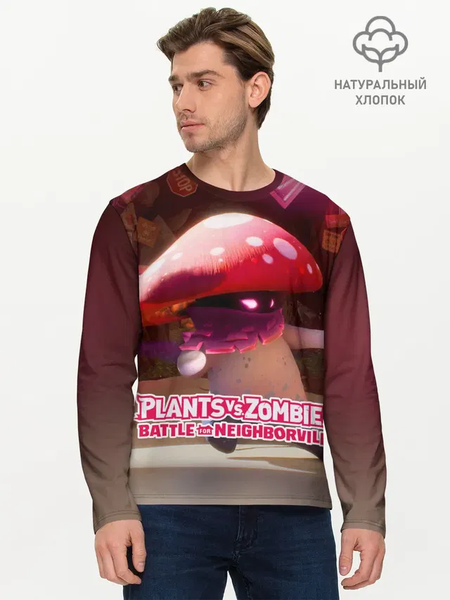 Мужской лонгслив базовый с принтом «Plants vs. Zombies — Battle For Neighborville»