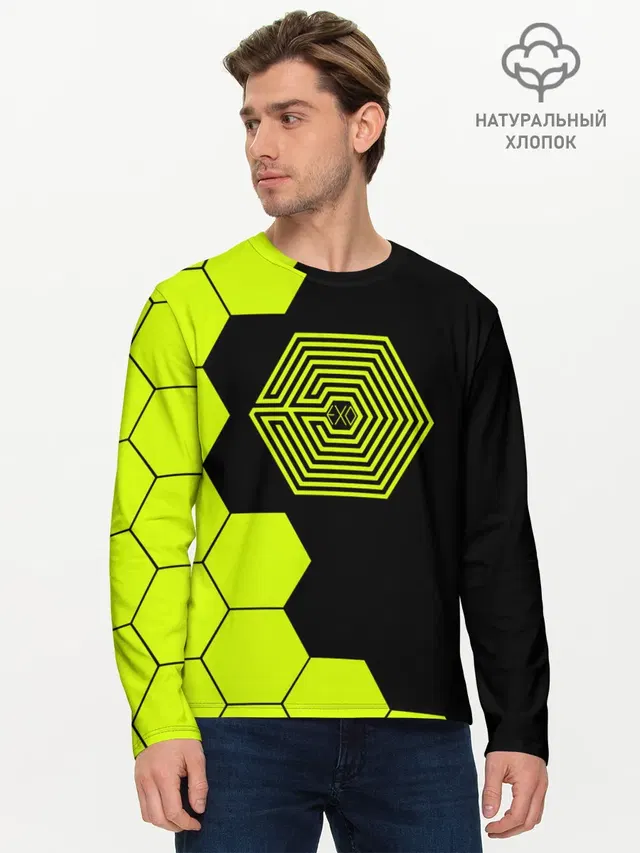 Мужской лонгслив базовый с принтом «Exo»