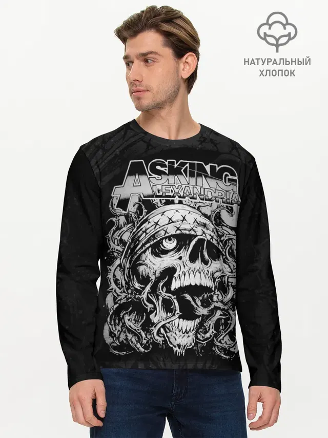 Мужской лонгслив базовый с принтом «Asking Alexandria»