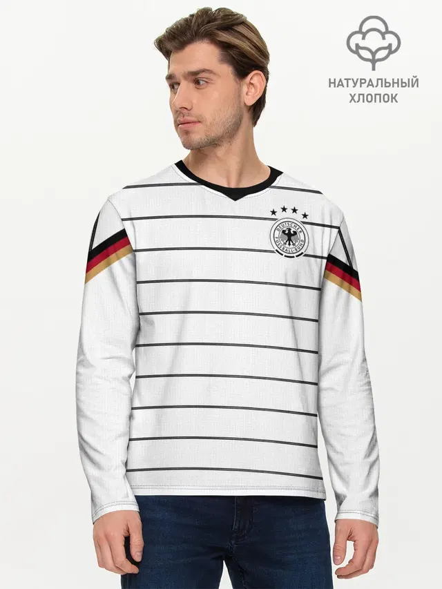 Мужской лонгслив базовый с принтом «Сборная Германии — Germany home 2020 EURO»