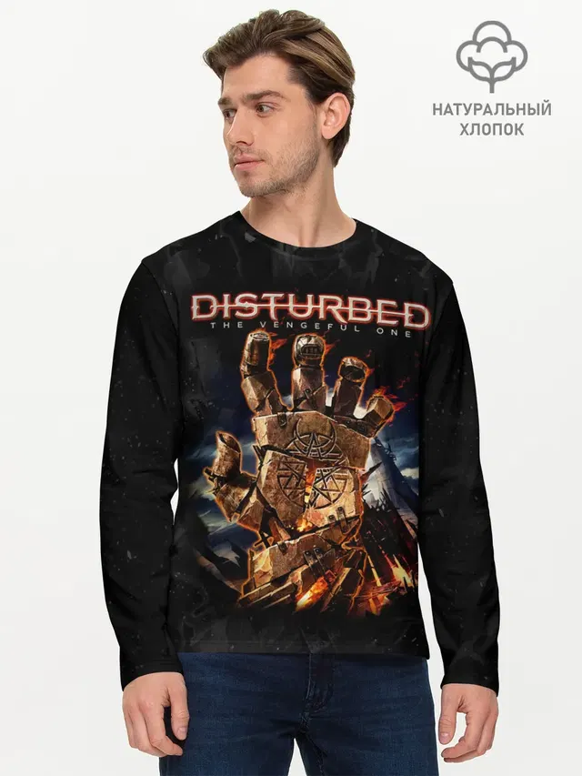Мужской лонгслив базовый с принтом «Disturbed»