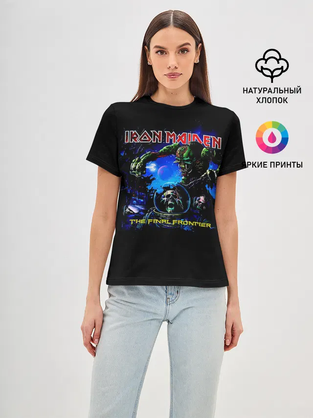 Женская базовая футболка с принтом «The Final Frontier — The Final Frontier - Iron Maiden»